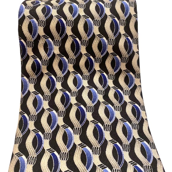 100% Silk Tie by Carlo Palazzi - Blue and Gray Design - Picture 3 of 11